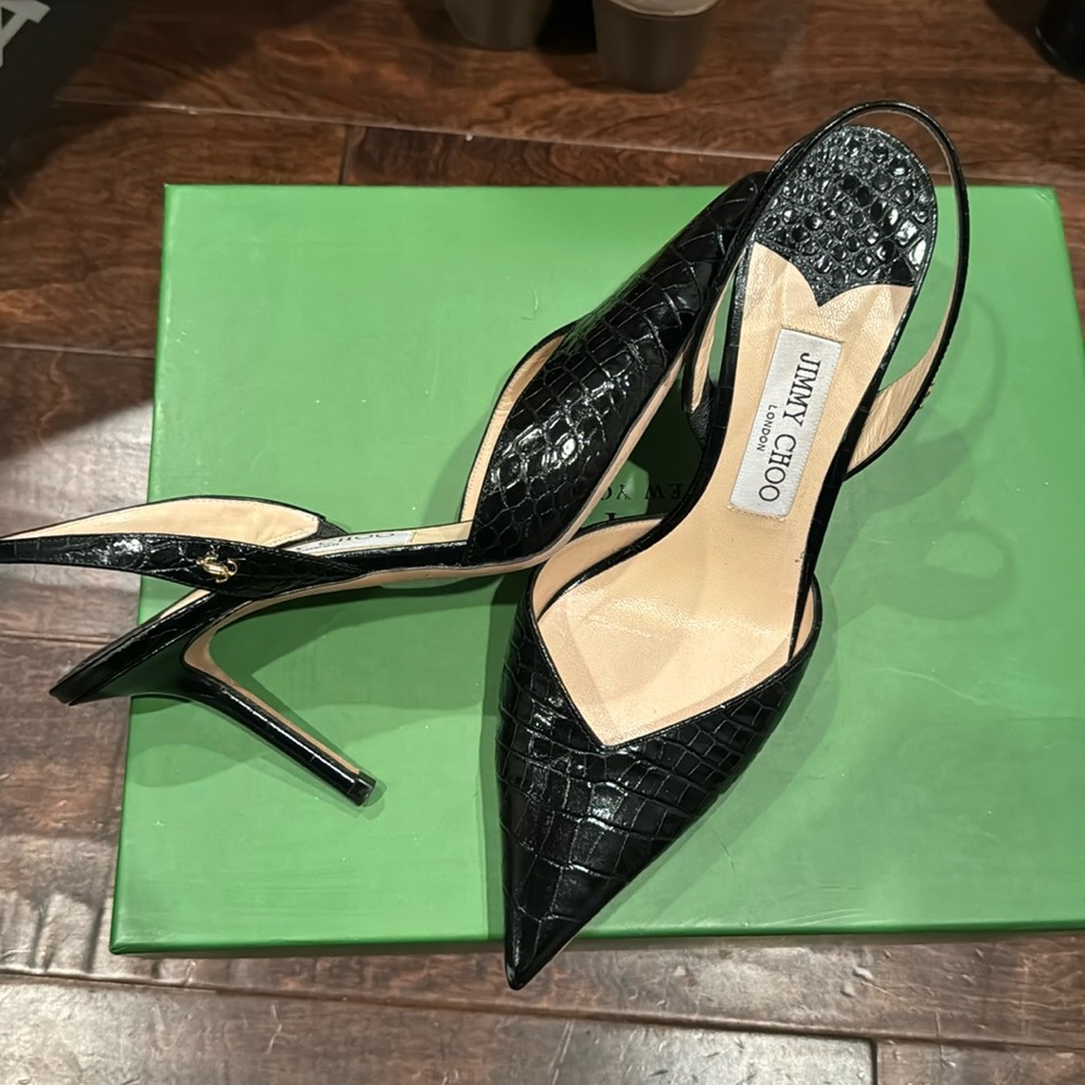 Jimmy Choo Croc Embossed Sling Backs